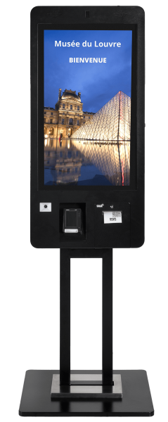Kiosque interactif moderne pour commandes rapides et paiements sécurisés avec écran tactile et autonomie client à Lyon