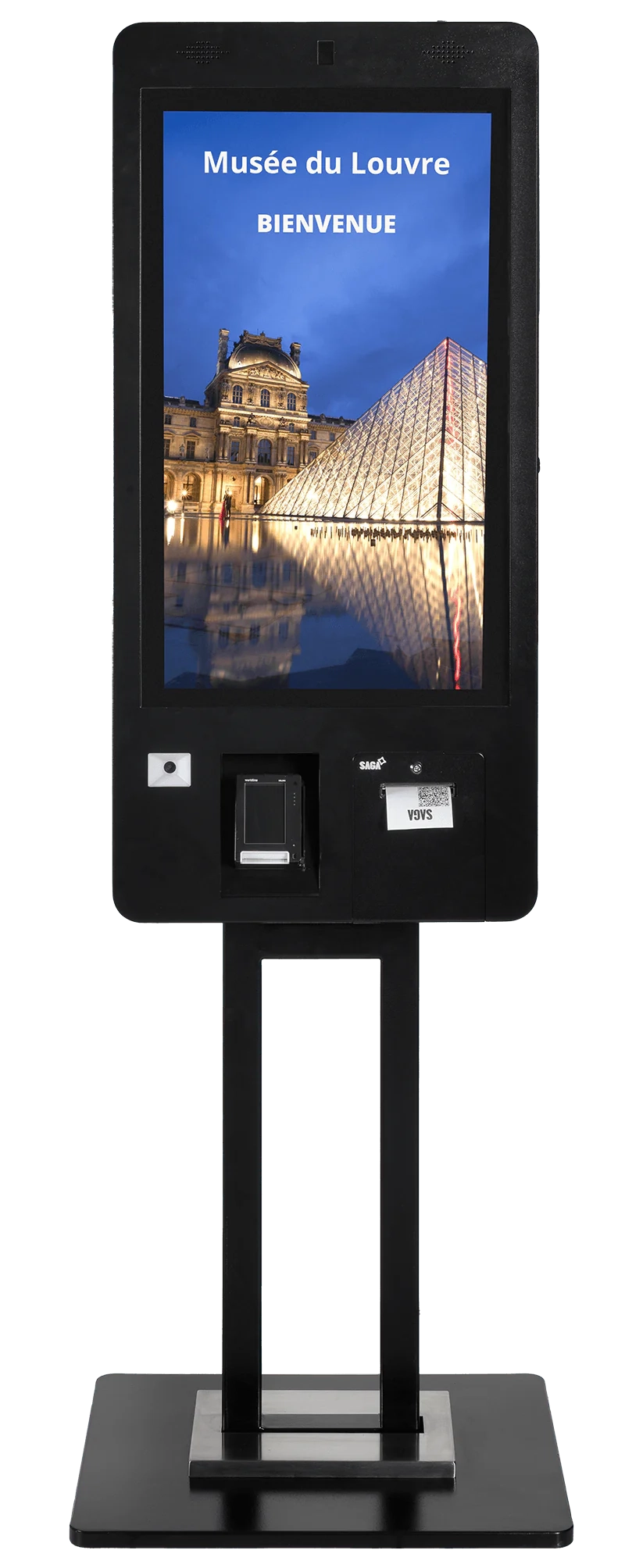Kiosque interactif moderne pour commandes rapides et paiements sécurisés avec écran tactile et autonomie client à Lyon